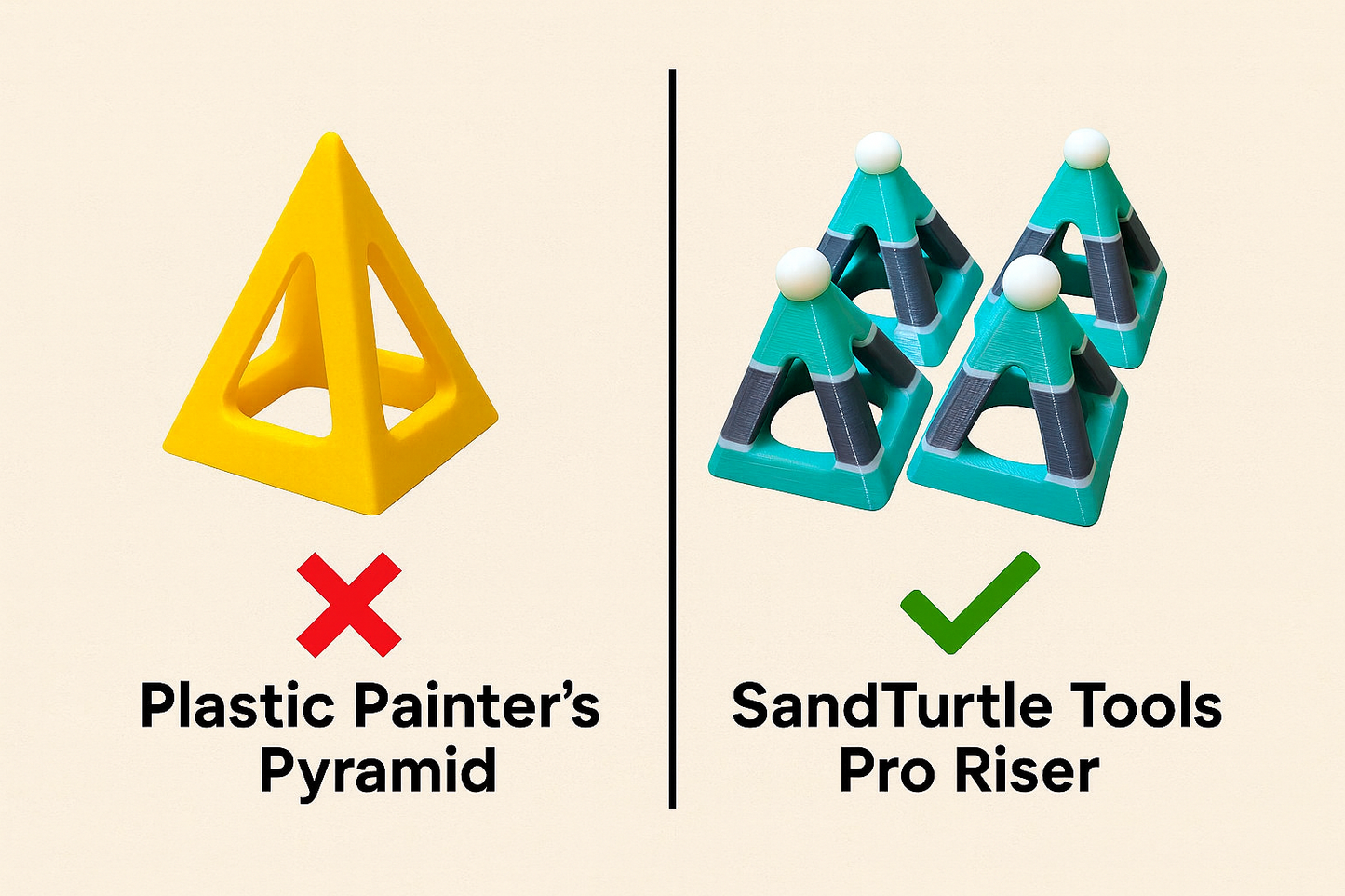 SandTurtle Tools Pro Riser Set – 2.5" Workpiece Elevation Stands (150 lb+ Support Each)